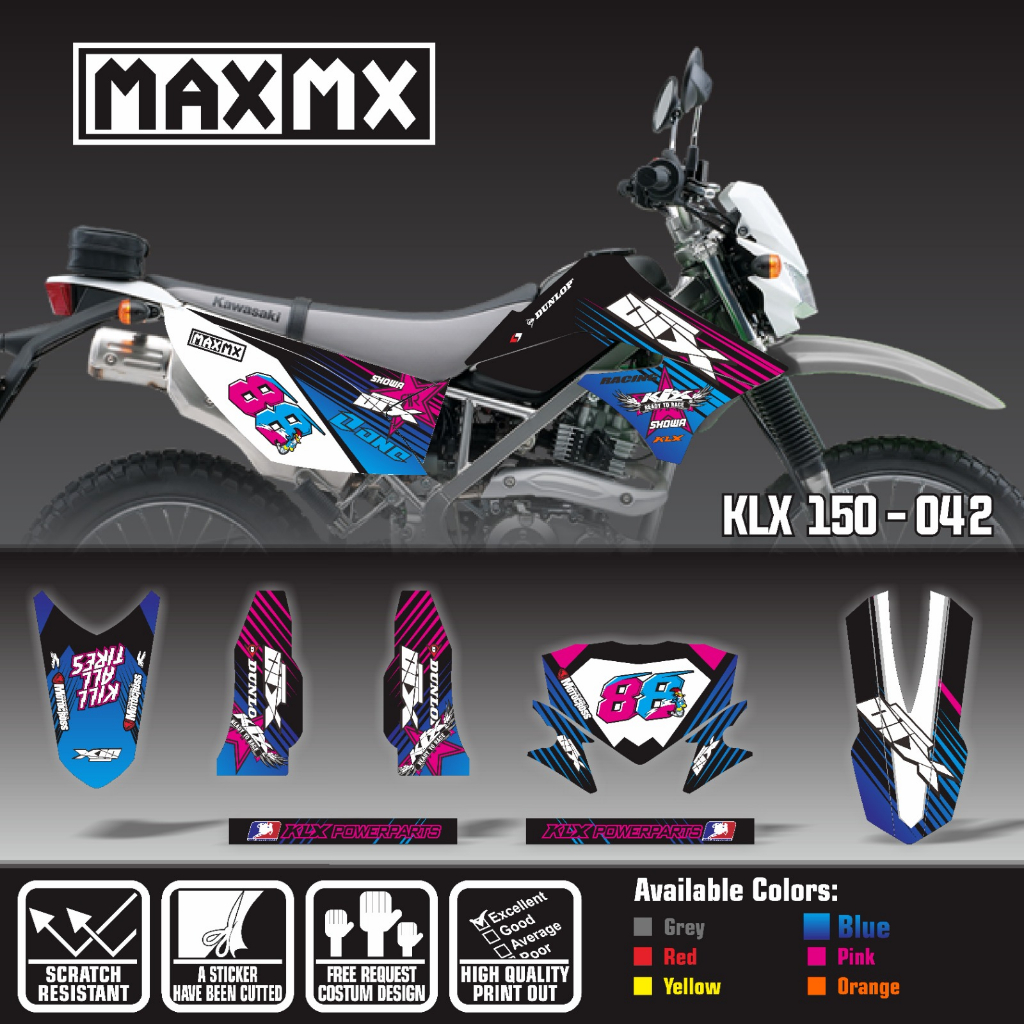 decal stiker fullbody keren klx 150 old motif garis hitam biru ungu