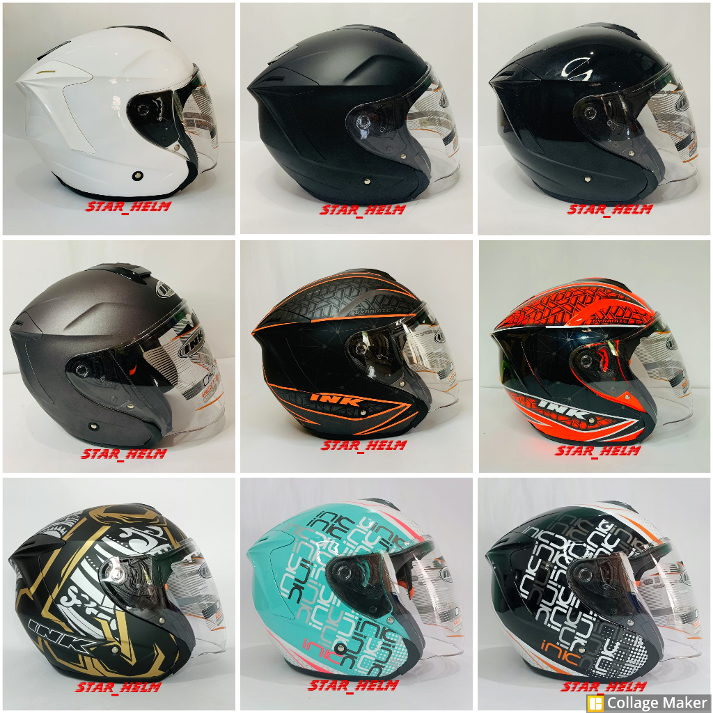 HELM HALF FACE INK DYNAMIC POLOS & MOTIF Original 100%
