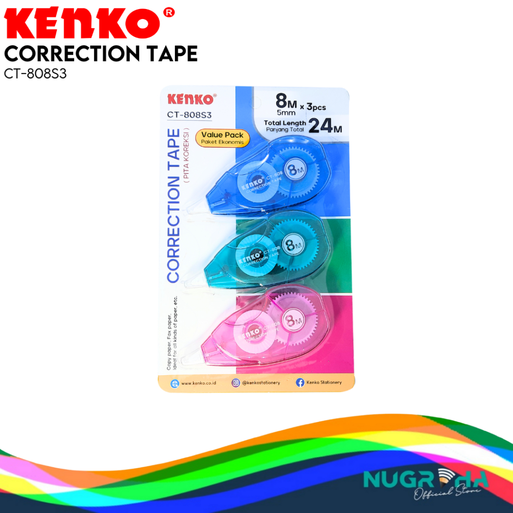 

Correction Cp Tape Tipex Kertas Pita Kering Kenko Isi 3 CT-808S3