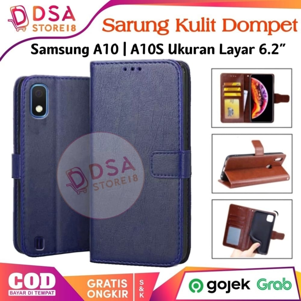 Case Samsung A10S / Casing Samsung A10 / Leather Case Flip Cover Wallet Dompet Hp Casing Kulit