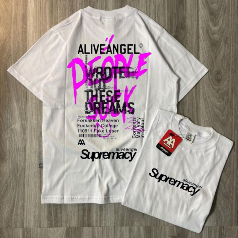 T-SHIRT DISTRO SUPERMACY ORIGINAL ALIVE ANGEL STREETWEAR / KAOS PUTIH PRIA WANITA / TEES / UNISEX / 