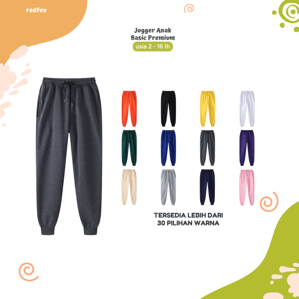 Celana Jogger Joger Training Trening Anak PAUD TK SD Remaja Model Polos Basic Abu Tua Laki Laki Pere