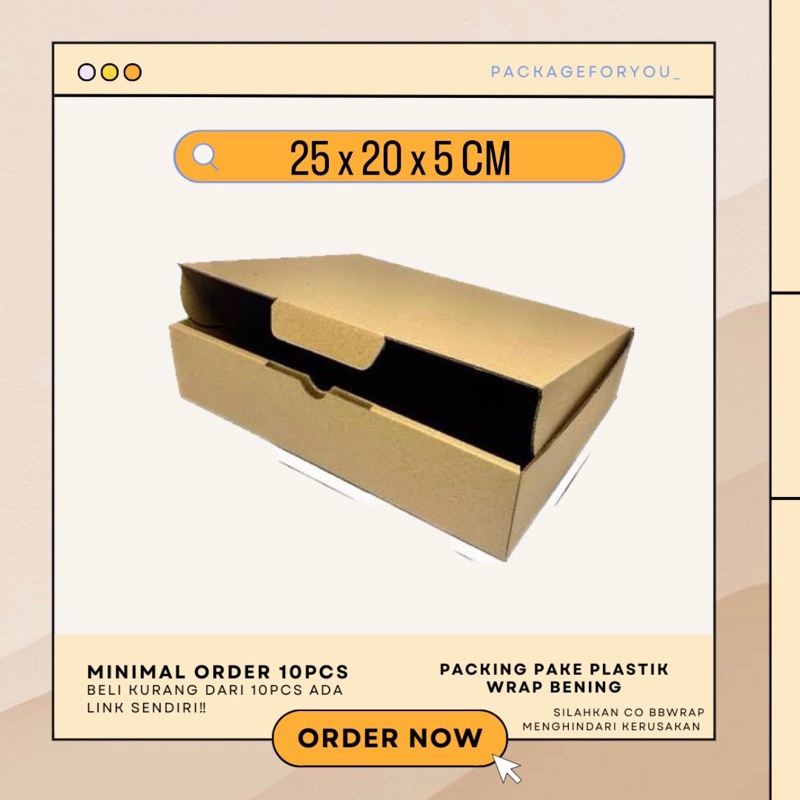 

kardus uk 25x20x5 cm kardus box baju makanan pizza hijab aksesoris