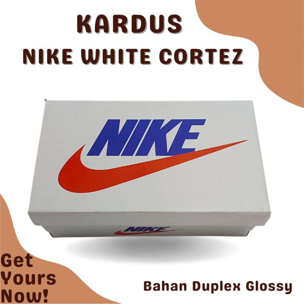 Dus / Kardus / Box / Inner Box / Tempat Sepatu NIKE CORTEZ PUTIH DUPLEX GLOSSY