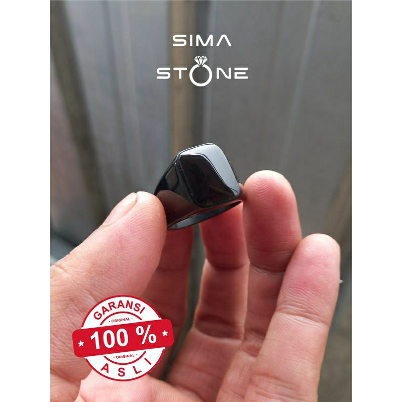 Cincin Batu Akik Natural Kecubung Api/ Yaman Wulung Api Warna Hitam Pekat + Tembus Senter Original F