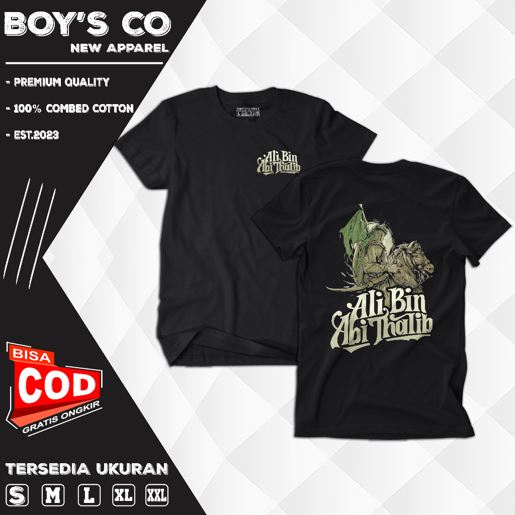 Boys.Co T-shirt Quotes Ali Bin Abi Thalib Kaos T Shirt BC100 Combed 20s