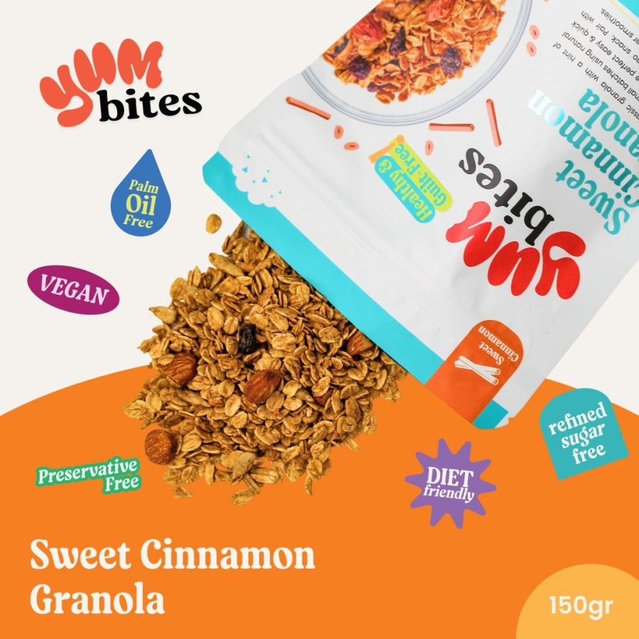 

YumBites Sweet Cinnamon Granola - Diet Snack Makanan Sehat -150g