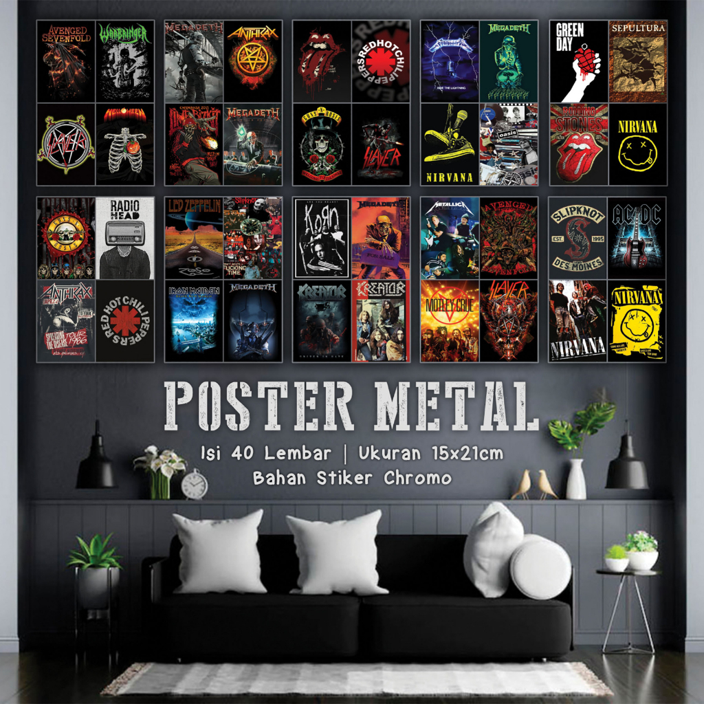 POSTER DINDING BAND ROCK METAL ( BAHAN STICKER CROMO )