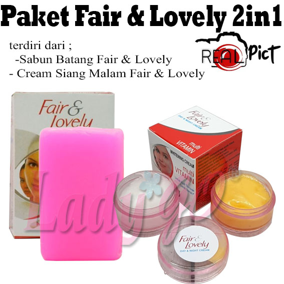 Paket 2in1 - Sabun Batang Fair And Lovely Plus Cream Siang Malam Fair And Lovely