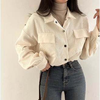 READY jacket korduroi crop wanita vintage oversize lengan panjang import jaket terbaru korean style 