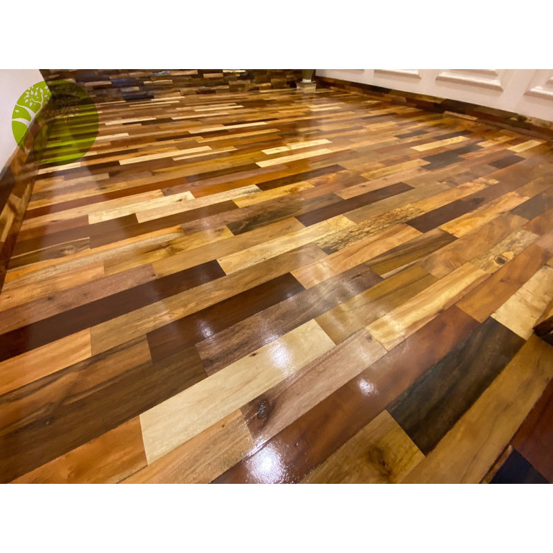 Flooring parquete lantai kayu motif acak random berkualitas