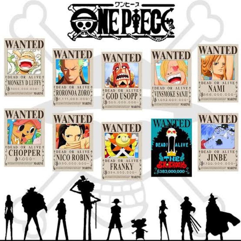 Poster dan stiker dinding one piece bounty crew mugiwara