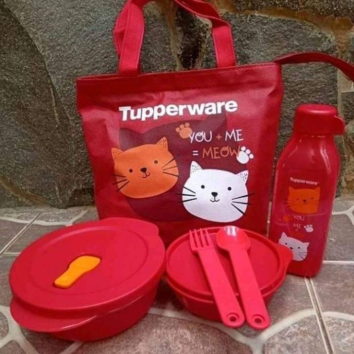 simply lunch set tupperware lunch box kucing bekal set dewasa