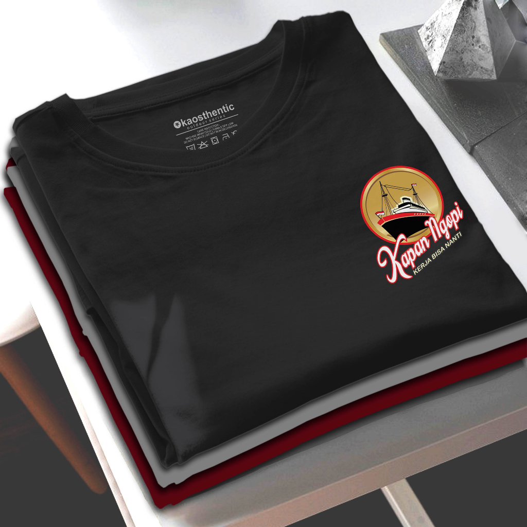 KAOS PRIA - T SHIRT KAPAN NGOPI LOGO - BAJU DISTRO