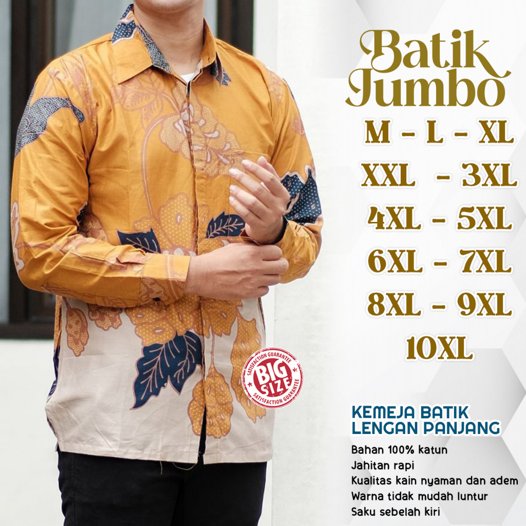 BATIK PRIA JUMBO - KEMEJA BATIK PRIA LENGAN PANJANG - BATIK PRIA LENGAN PANJANG - KEMEJA BATIK LENGA