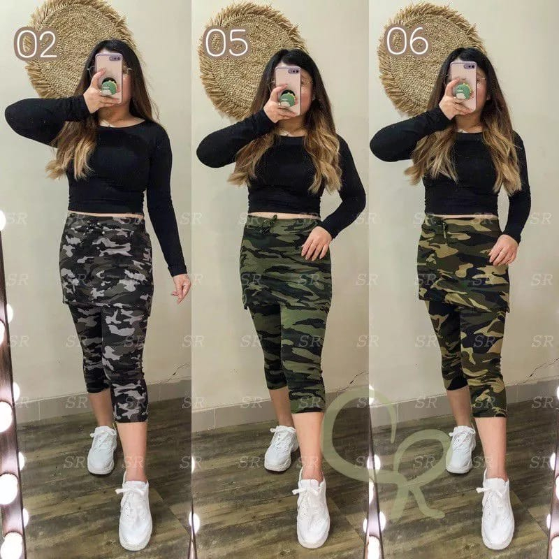 Celana senam rok army pendek wanita 7/8 COD