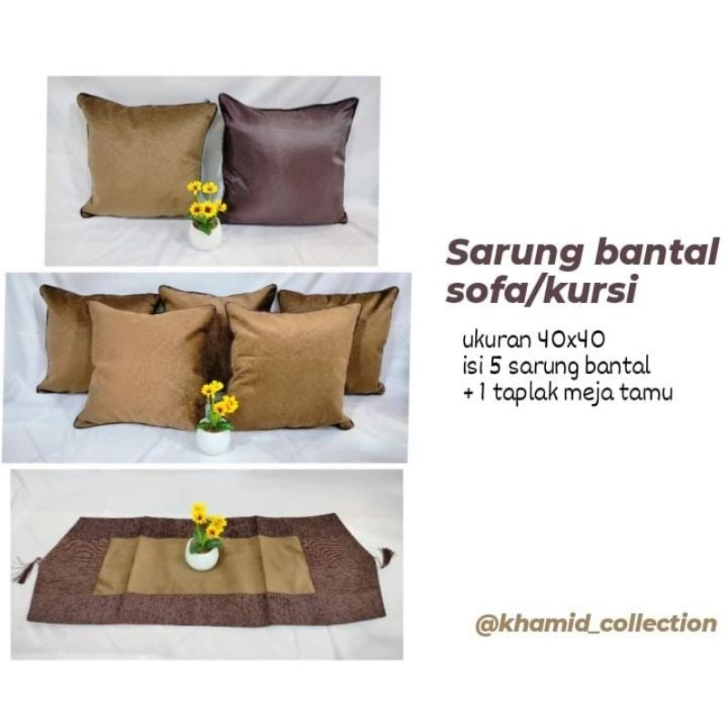 Sarung Bantal Sofa Kursi Set Polos Uku 40x40 Warna coklat Mewah Shabby Chic