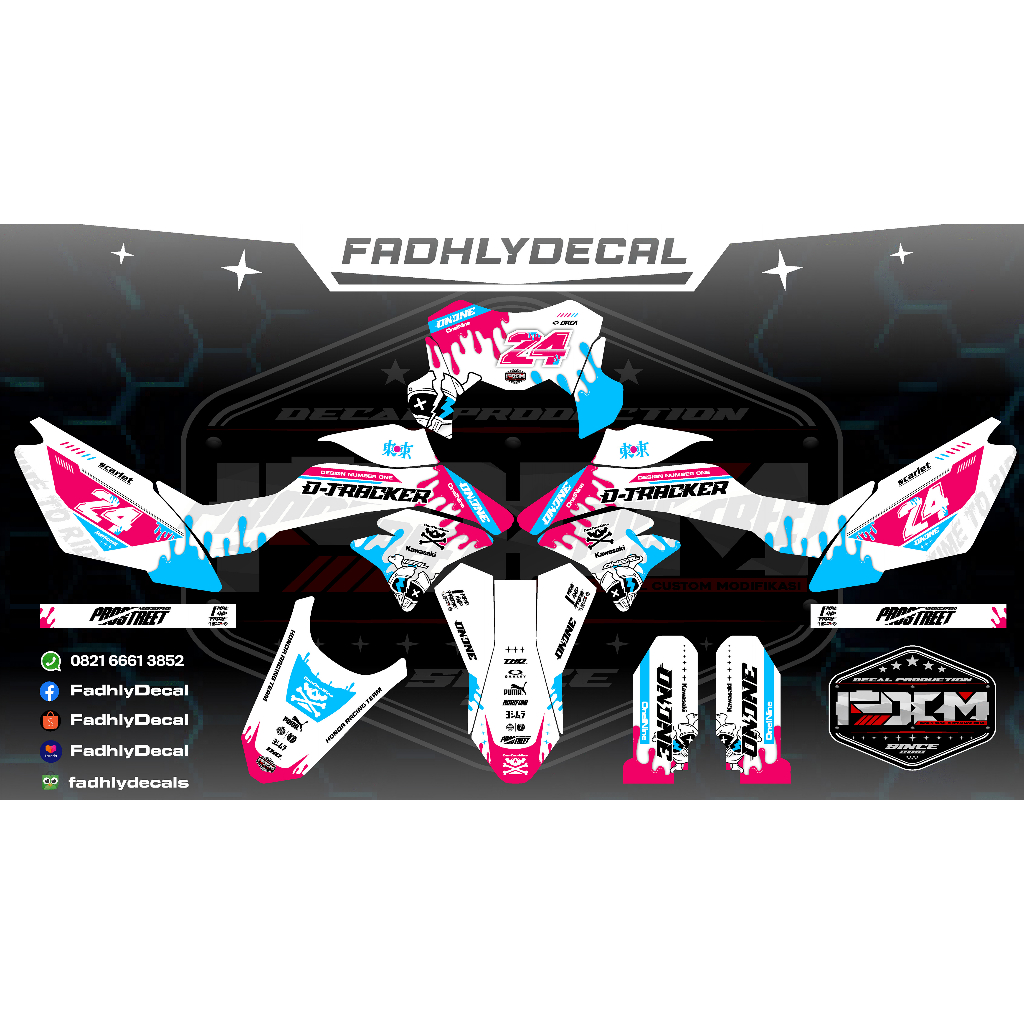 Decal DTRACKER DTX Fullbody Putih Pink Tosca