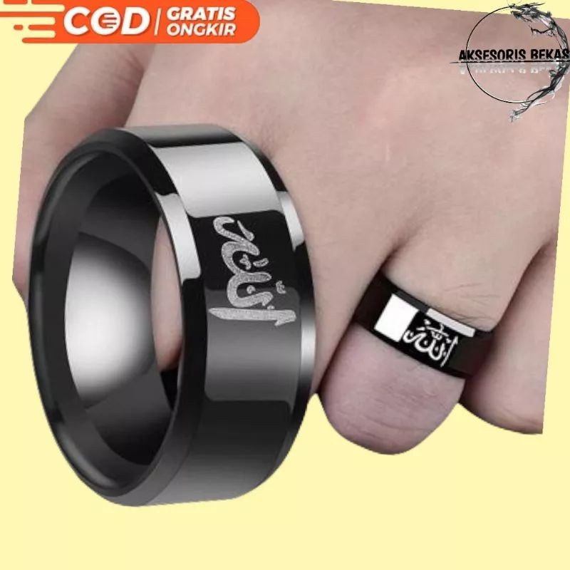 CINCIN TAUHID Titanium Hitam Gold Silver LAFAZ ALLAH