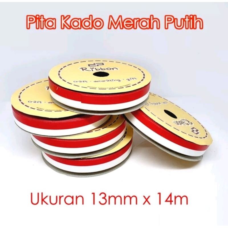 

Pita Kado MERAH - PUTIH 1,3cm 2,5 cm 4cm Ribbon x 14m Bendera Indonesia Merdeka