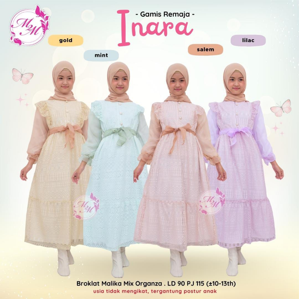 INARA GAMIS REMAJA BAHAN BROKLAT MIX ORGANZA Original by M2M