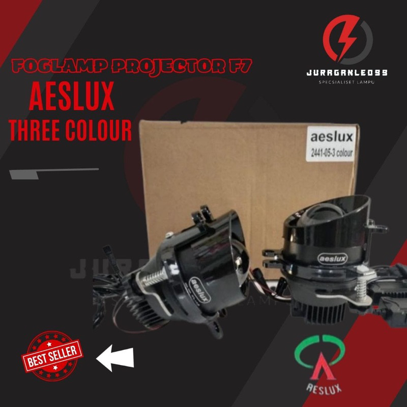 Aeslux Foglamp Lampu Foglamp LED Biled F7 3 Color Bracket Toyota Putih Kuning.