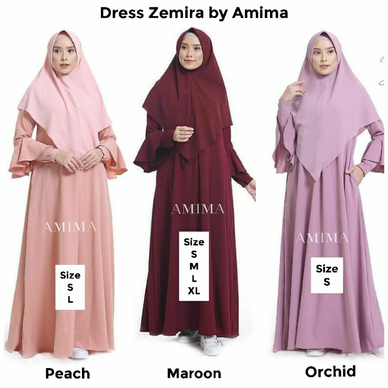 Dress Zemira -Hanya Dress- Gamis Pesta Syari Cantik Lady Zara by Amima