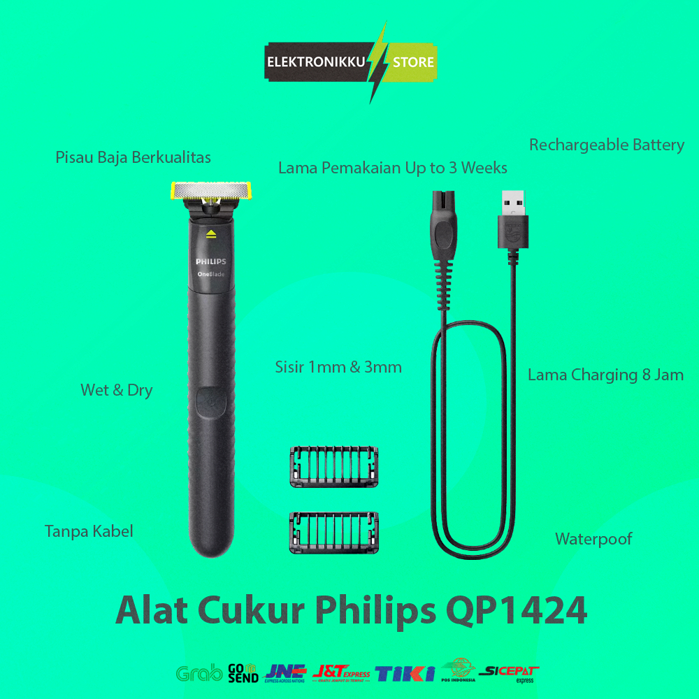 Alat Cukur Elektrik Philips QP1424 Pencukur Kumis Jenggot Electric