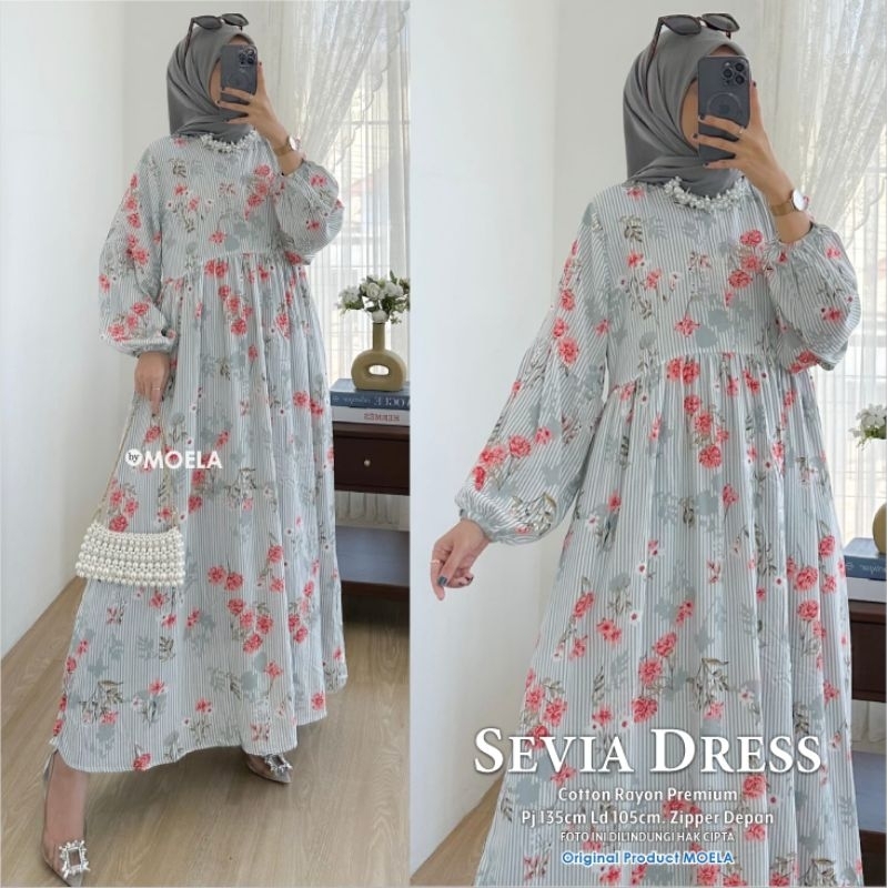 SEVIA DRESS Fashion Muslim Gamis Motif Bunga
