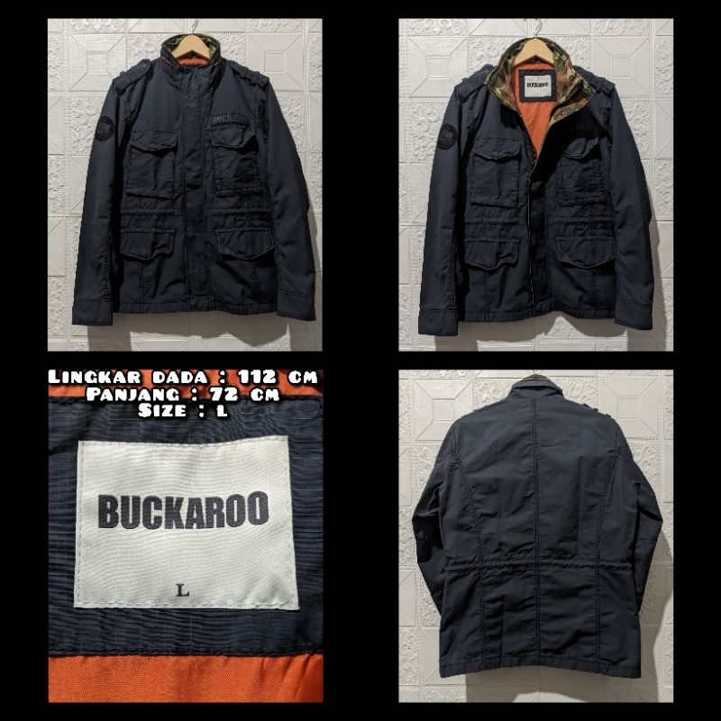 Jaket Tactical M65 Parka Merk Buckaroo Warna Biru Navy Second Original.