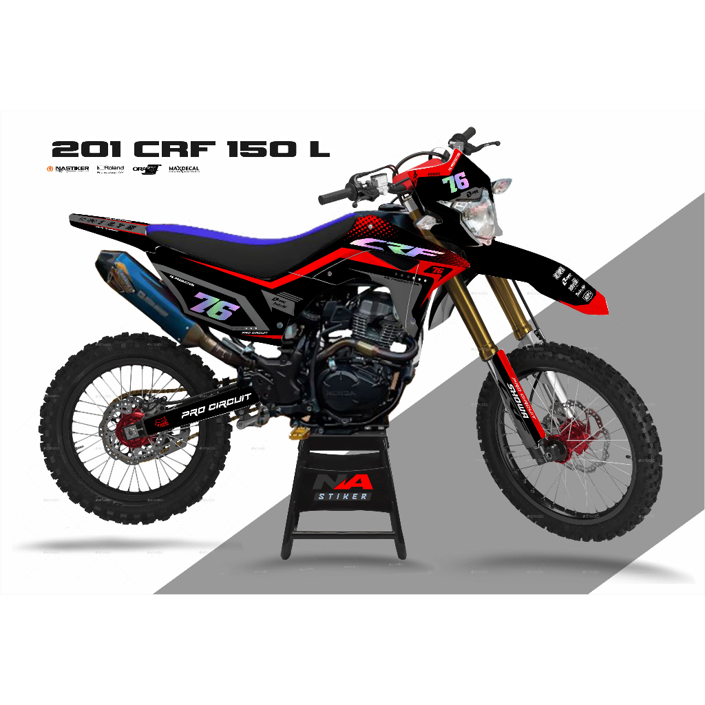 DECAL CRF SIMPEL MERAH - DECAL CRF MERAH - DECAL CRF 150L FULL BODY MERAH CRF-201