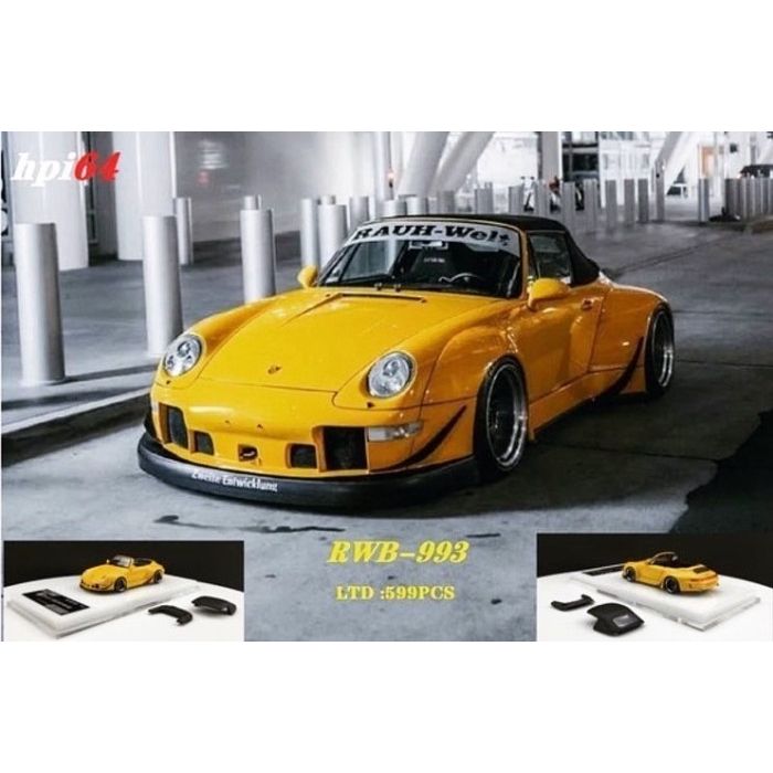 Hpi 64 Porsche RWB 993 Roadster Yellow 1/64 Diecast HPI 1:64 RWB 993 YELLOW - Limited