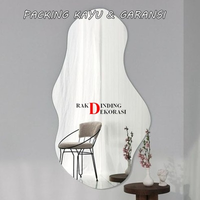 Cermin Aesthetic Lengkuk Satu Polos Cermin Lengkuk Satu LED Polos Wastafel Gantung Tempel Make Up Ka