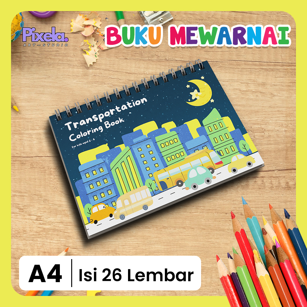 

PREMIUM Buku Mewarnai Gambar Anak Lucu Edukasi Seri Transport / Kendaraan A4 untuk Usia 3 sampai 6 Tahun GRATIS PENSIL WARNA