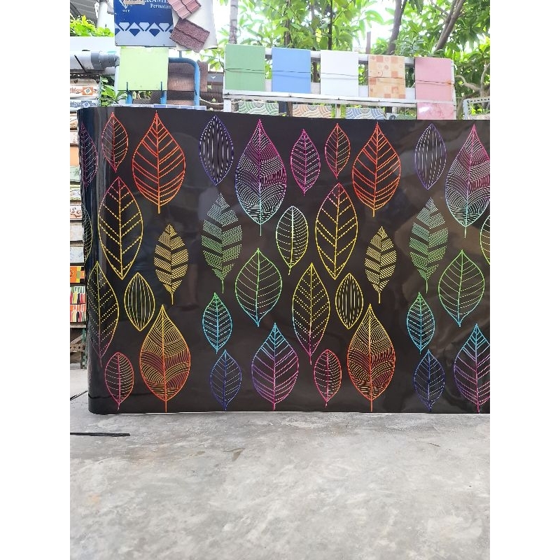 Fiber Pagar Motif Daun Hitam, Fiber Plat, Penutup Pagar