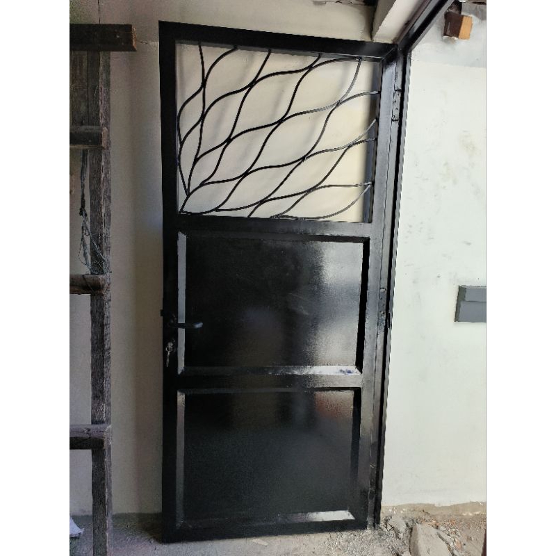 FLJ Pintu Plat Baja Galvanis Teralis Modern Pintu Rumah Taman Belakang Minimalis Steel Security Door