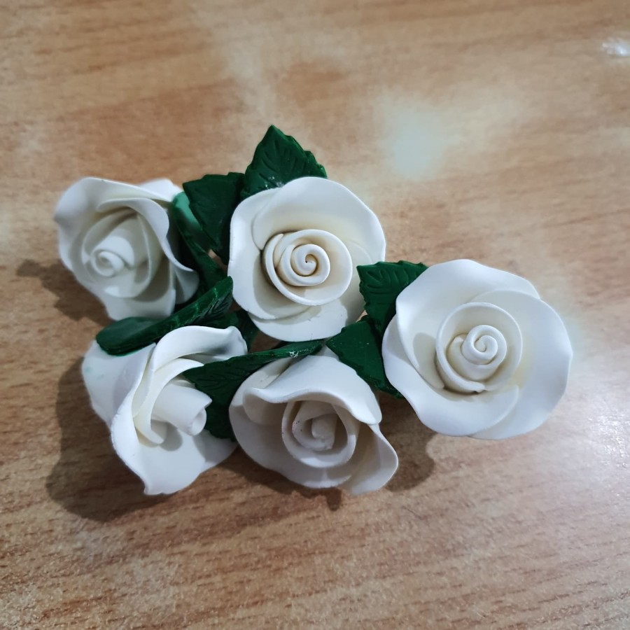 

Gumpaste Rose isi 5 Putih white hiasan cake decoration