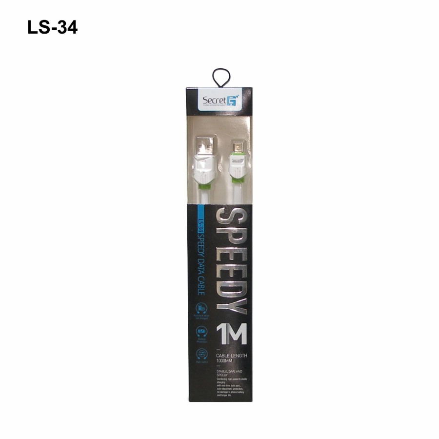 Kabel Usb-A to type-c secret g Charge sync 100cm 2.4A fast charging Ls-34 - Cable data 1m 1 meter ls