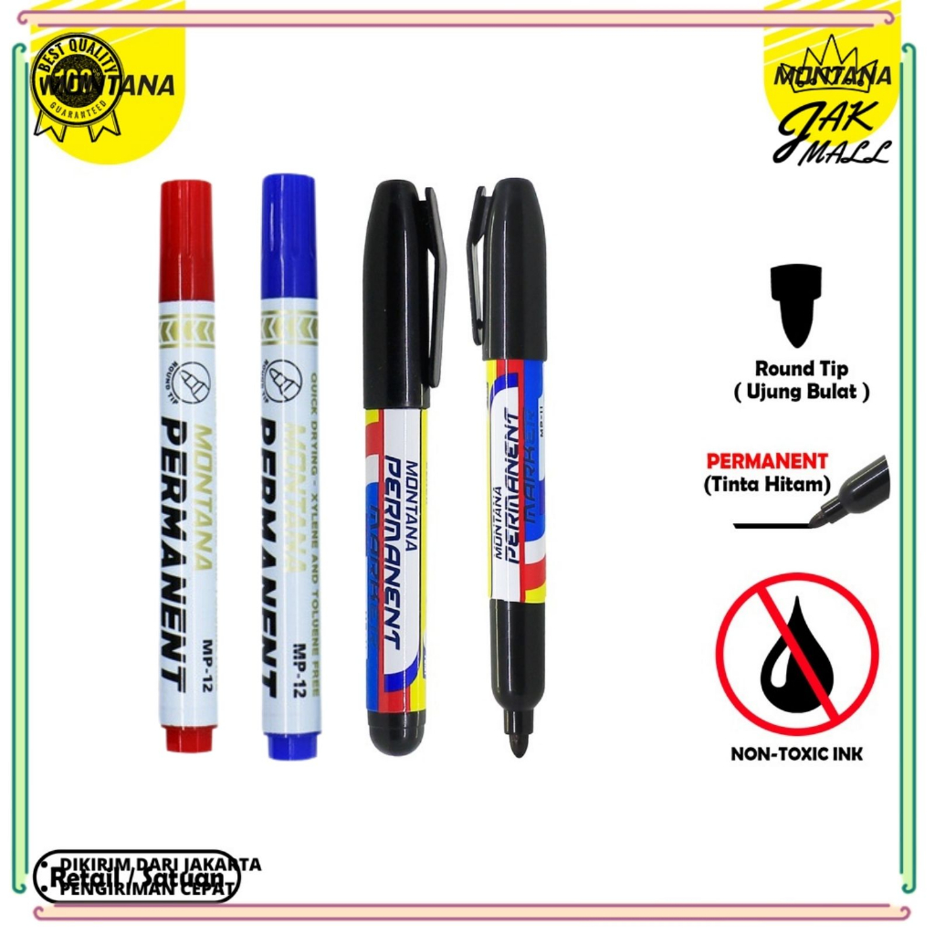 

Spidol Montana 1 Pcs MP 12 MP 11 Permanent Hitam Biru Merah Bisa Diisi Ulang JM