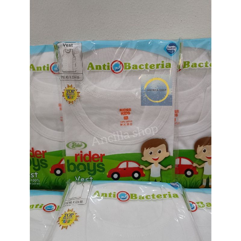 Kaos Dalam Singlet Anak Pria Cowok Laki-laki Rider Kids Original R 224 BB Big Size Jumbo Putih Polos