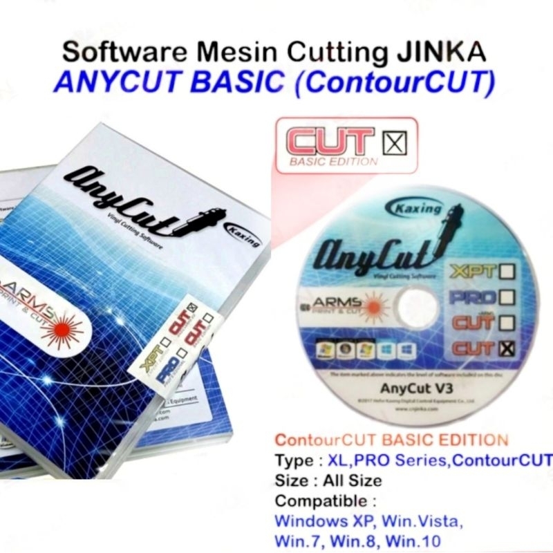 Software ANYCUT ARMS JINKA Contour Cut Basic dan Basic+ARMS || Mesin Cutting Plotter Stiker 100% Ori
