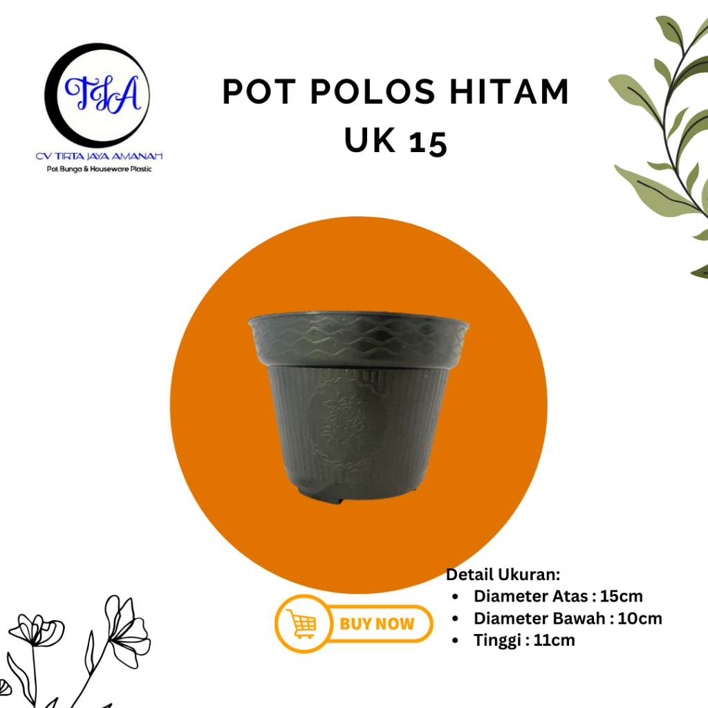 pot bunga polos hitam 15/pot bunga hias/pot plastik /polos hitam/pot pembibitan