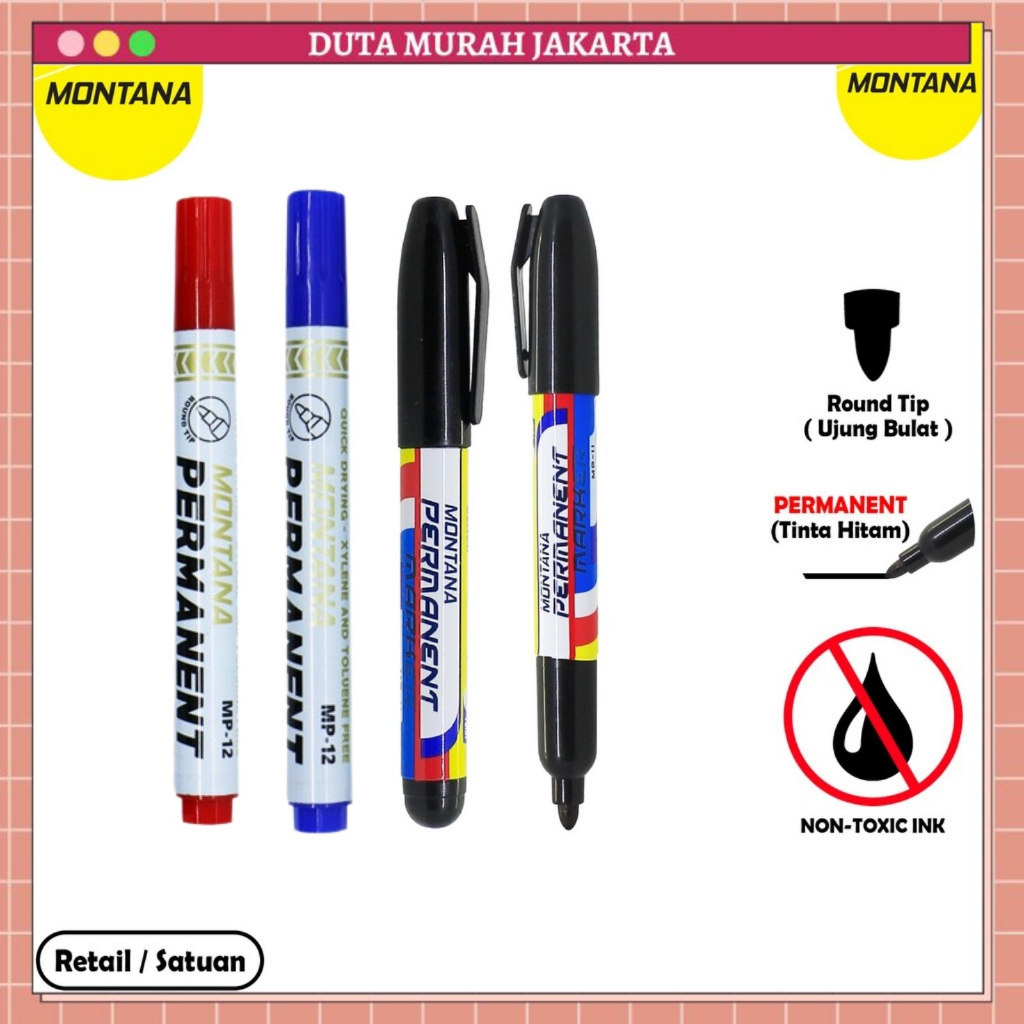 

Spidol Montana 1 Pcs MP12 MP11 Permanent Hitam Biru Merah Bisa Diisi Ulang DMJ