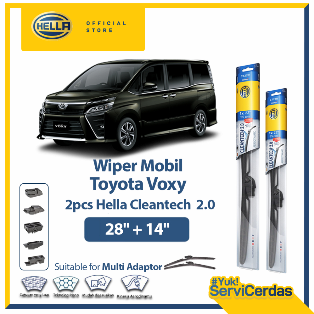 Wiper Mobil TOYOTA Voxy (28”+14”) - HELLA Cleantech 2.0