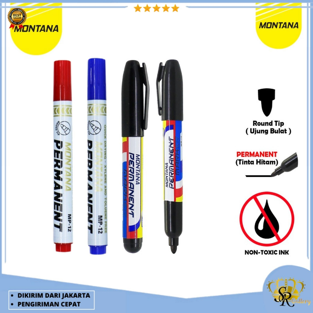

Spidol Montana 1Pcs MP12 MP11 Permanent Hitam Biru Merah Bisa Diisi Ulang SR