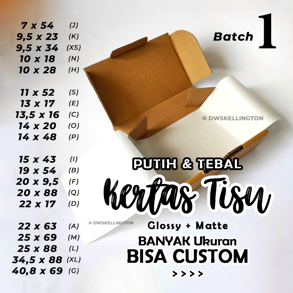 [BANYAK UKURAN] Custom Kertas Tisu Tissue Paper Roti Doorslag Packing Putih Gift Box Medan Hampers