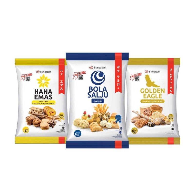 

Aneka Tepung terigu Bungasari/segitiga biru/sania 1kg