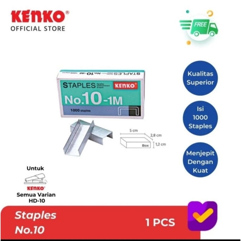 

Isi Staples No 10 Kenko (20 pack) Straples