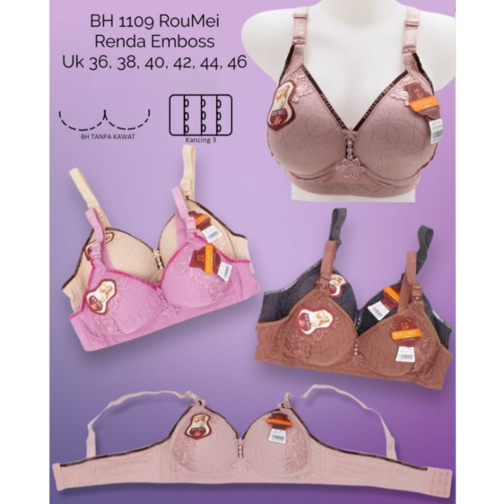 BH Roumei 1109 Uk 36-46 Cup C Kait 3 Tanpa Kawat