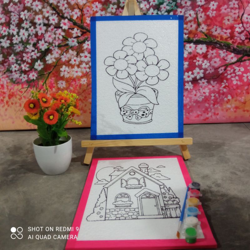 

4 styrofoam set mewarnai / 4 gabus lukis set cat / set lukis anak